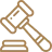 Gavel and block icon on black background.